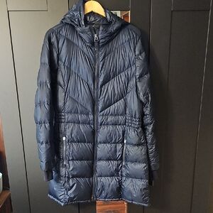 Athleta Banner Peak Down Puffer Coat | Size Extra Large | Long Quilted Navy